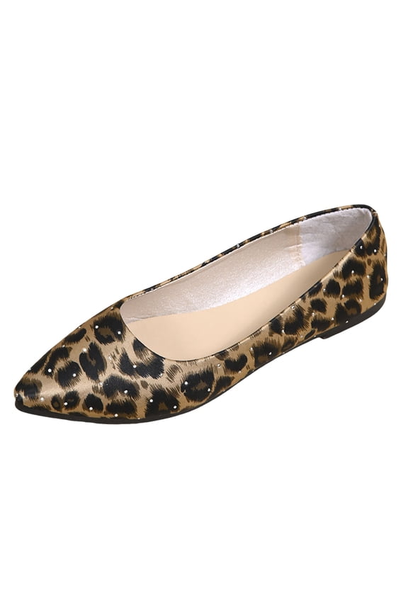 Women Ballet Flat Loafers Leopard Print Pointed Toe Slip on Fashion Casual Office Work Dress Shoes