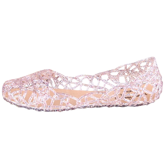 YLYL Women Ballet Jelly Shoes Soft Sole Hollow out Slip on Lightweight Dressy Summer Beach Flat Loafers