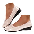 thumbnail image 1 of YLYL Women Ballet Shoes Bow Round Toe Wedge Heel Slip on Walking Dating Party Daily Dress Shoes, 1 of 9