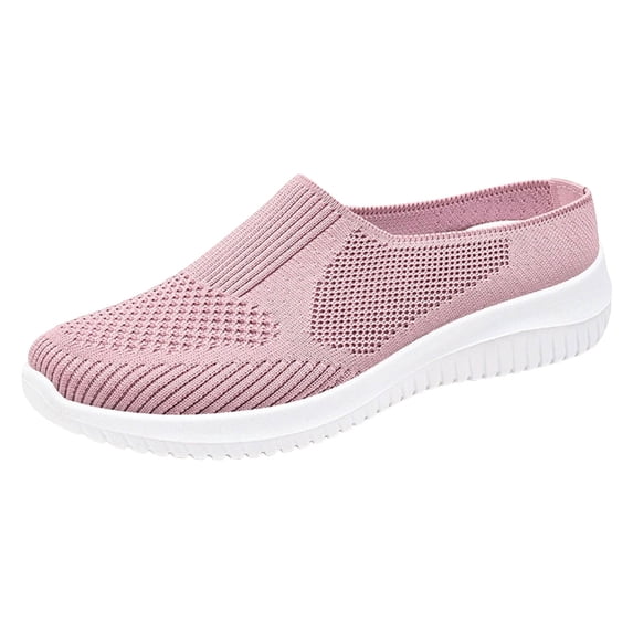 YLYL Women Breathable Mesh Slip on Mules Closed Toe Backless Sneakers Lightweight Comfortable Walking Shoes