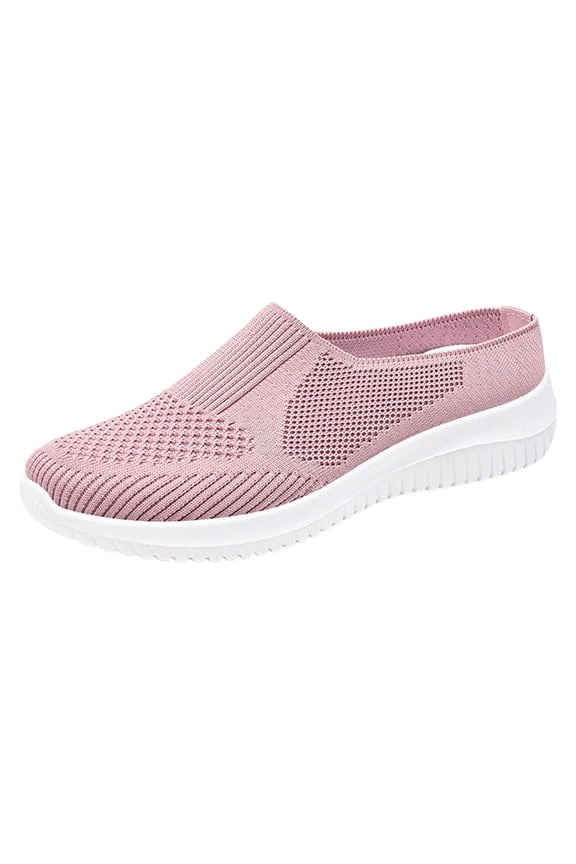 Women Breathable Mesh Slip on Mules Closed Toe Backless Sneakers Lightweight Comfortable Walking Shoes