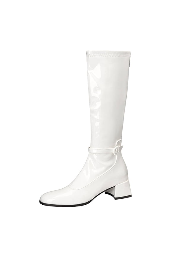 Women Block Heel Knee High Boots Zip up Disco Dress Party Tall Boots
