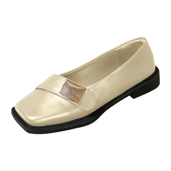 YLYL Women Classic Penny Loafers Closed Square Toe Low Heel Loafers Slip on Heel Comfy Office Vintage Dress Shoes