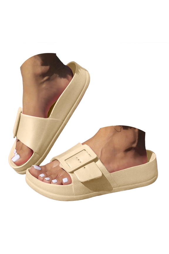 Women Cloud Pillow Slippers Adjustable Buckle Arch Support Soft Thick Cushioned Non Slip Open Toe Summer Shoes