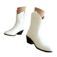 thumbnail image 1 of YLYL Women Cowgirl Cowboy Ankle Boots Mid Calf Pointed Toe Leather Embroidered Western Boots, 1 of 9