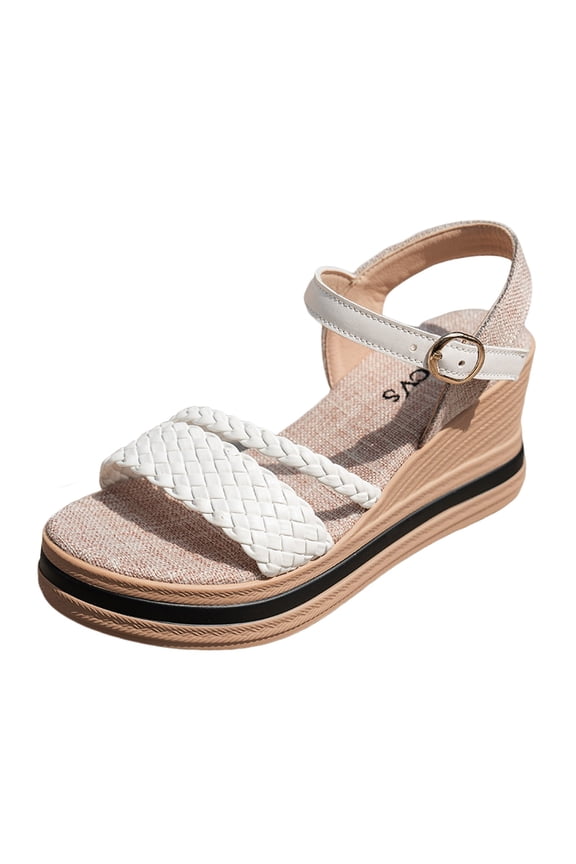 Women Espadrilles Sandals Platform Wedge Heel Open Toe Slingback Ankle Strap Summer Beach Sandals