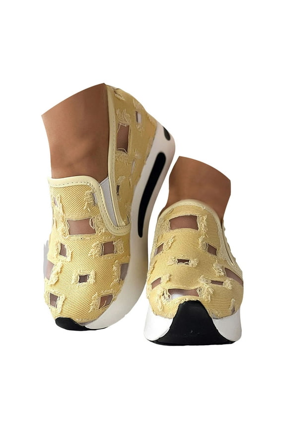 Women Fashion Platform Sneakers High Hidden Heel Wedge Walking Brides Wedding Heels Loafers