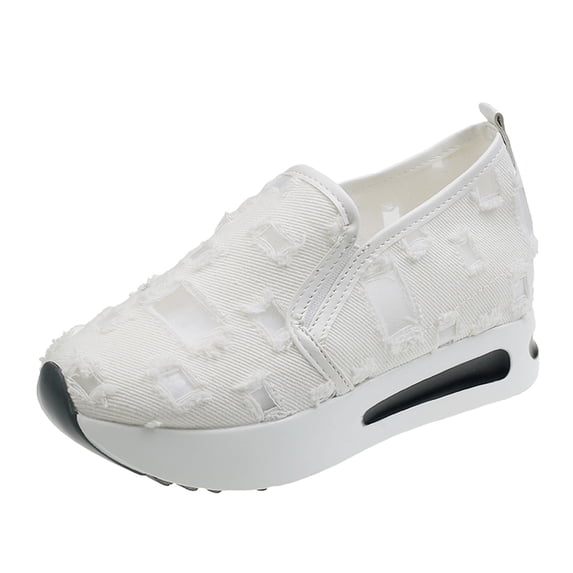 YLYL Women Fashion Platform Sneakers High Hidden Heel Wedge Walking Brides Wedding Heels Loafers