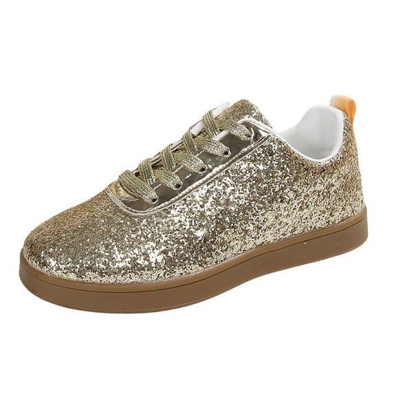 YLYL Women Glitter Sneakers Fashion Shiny Sparkle Lightweight Non Slip Lace up Rubber Sole Walking Shoes