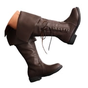 YLYL Women Knee High Boots Lace up Pull on Medieval Pirate Renaissance Gothic Viking Cosplay Boots