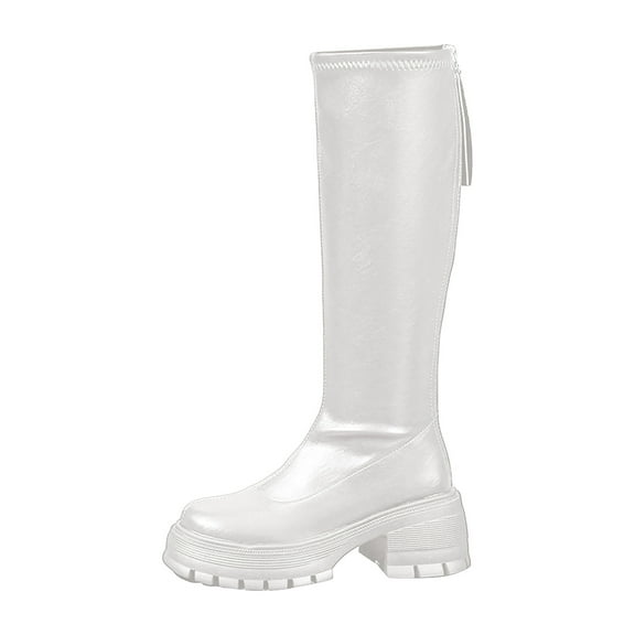 YLYL Women Knee High Boots Lug Sole hunky Block Heel Fall Winter Tall Riding Boots