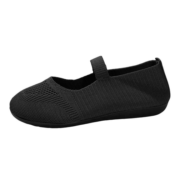 YLYL Women Knit Ballet Flats Shoes with Strap Wide Width Slip-on Mary Jane Dress Walking Shoes