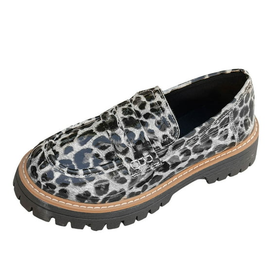 YLYL Women Platform Loafers Round Toe Chunky Heel Lug Sole Slip on Fashion Casual Business Office Dress Shoes