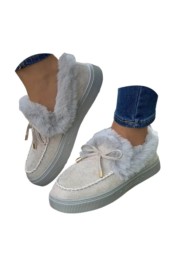Women Loafers Suede Leather Warm Fur Lined Fashion Casual Indoor Outdoor Snow Ankle Booties