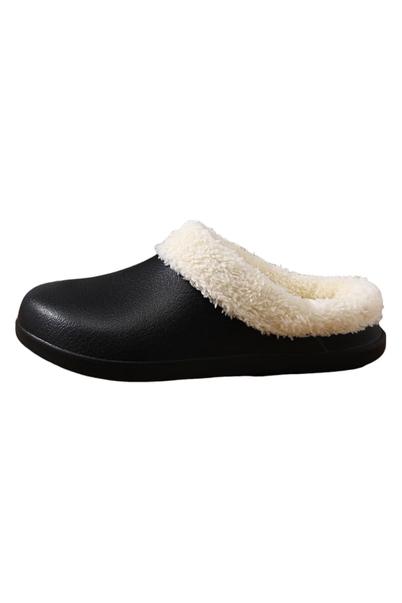 Women Men Fur Lined Clogs Memory Foam Warm Fuzzy Winter Waterproof Indoor Outdoor Slippers