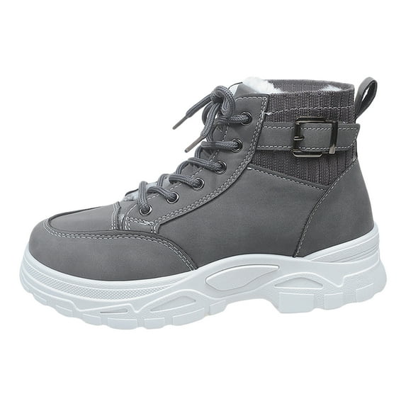 YLYL Women Men Platform Winter Snow Boots Warm Fur Lined Lace up Waterproof Outdoor Hiking Sneakers