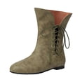 thumbnail image 1 of YLYL Women Men Short Boots Lace up Low Heel Round Toe Victorian Medieval Gothic Pirate Costume Boots, 1 of 5