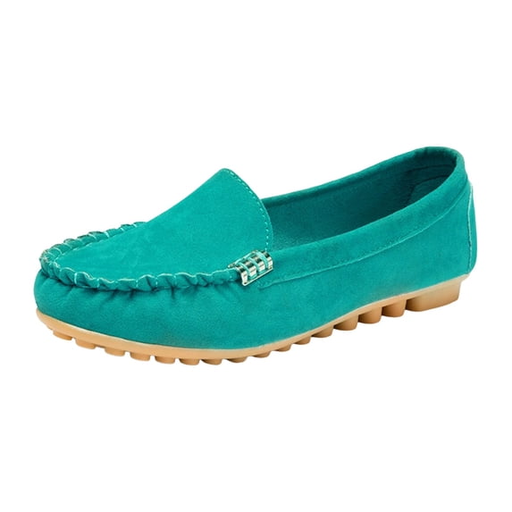 YLYL Women Men Suede Loafers Wide Width Non Slip Arch Support Soft Cushioned Driving Moccasin Flat Shoes