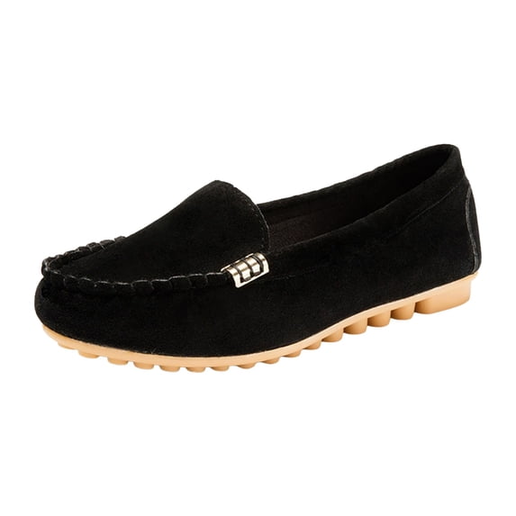 YLYL Women Men Suede Loafers Wide Width Non Slip Arch Support Soft Cushioned Driving Moccasin Flat Shoes