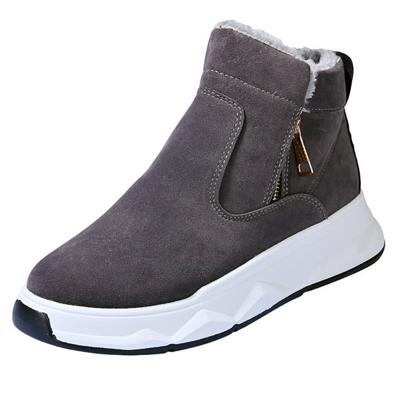 YLYL Women Men Winter Snow Boots Fur Lined Warm Chunky High Heel Outdoor Hiking Shoes with Side Zipper