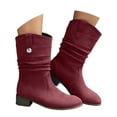 thumbnail image 1 of YLYL Women's Mid Calf Boots Almond Round Toe Low Heel Comfort Dress Slouchy Booties, 1 of 9
