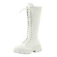 thumbnail image 1 of YLYL Women Platform Riding Knee High Boots Comfort Lace up Chunky Heel Lug Sole Side Zipper Combat Boots, 1 of 7