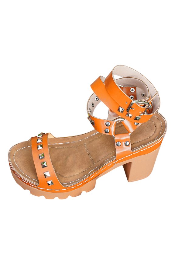 Women Platform Sandals Chunky Block Heel Multi Strap Adjustable Ankle Buckle Open Toe Punk Rock Summer Dress Shoes