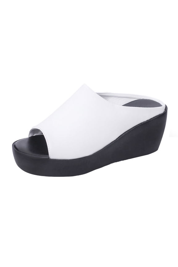 Women Platform Wedge Sandals Arch Support Open Toe Fashion Casual Slip on Summer Shoes