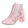 thumbnail image 1 of YLYL Women Breathable Lace Closed Toe Block Kitten Heel Summer Sandal Booties Dress Pumps Shoes, 1 of 9