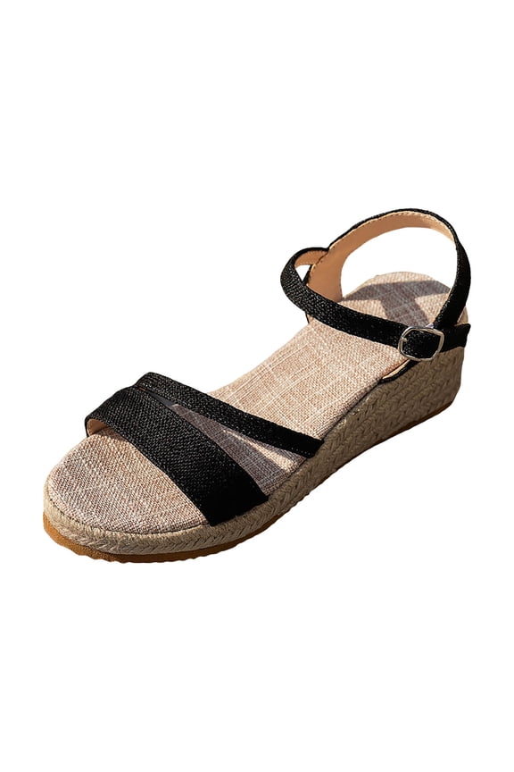 Espadrilles Sandals for Women Open Toe Ankle Strap Platform Wedge Heel Dressy Summer Sandals