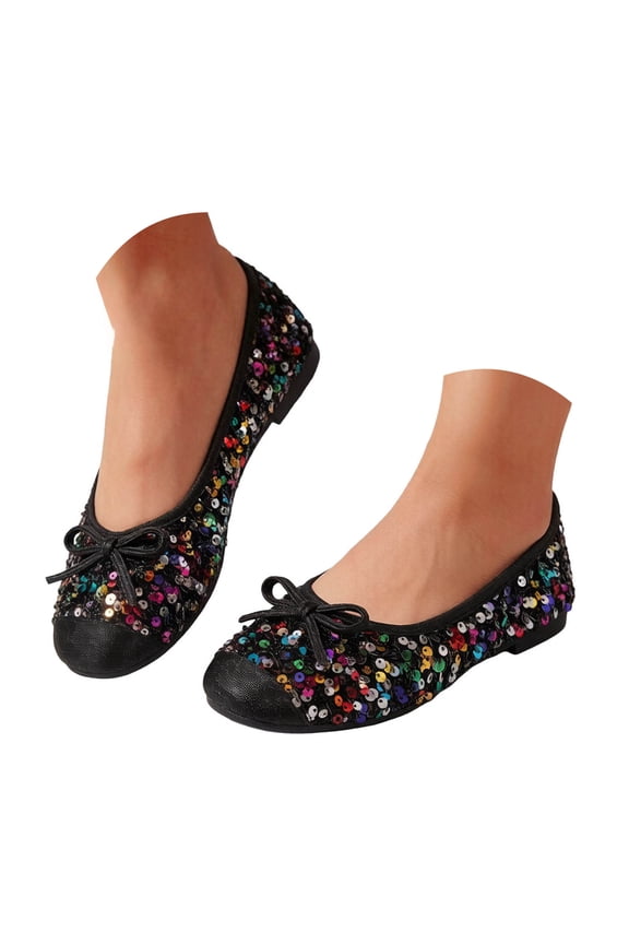 Women Sequin Ballet Flat Shoes Cap Toe Slip on Soft Sole Fashion Casual Party Wedding Dress Shoes