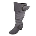 thumbnail image 1 of YLYL Women Slouchy Knee High Boots Metal Buckle Chunky Mid Heel Side Zipper Fashion Riding Boots, 1 of 7