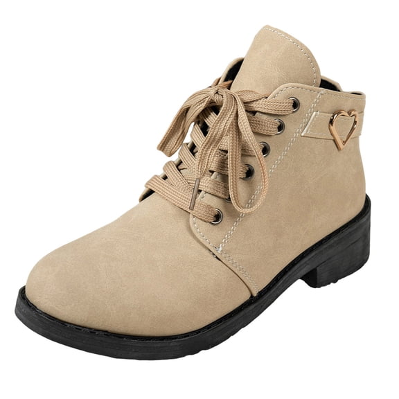 YLYL Women Suede Ankle Boots Chunky Block Heel Side Zipper Lace up Fashion Casual Fall Winter Short Booties