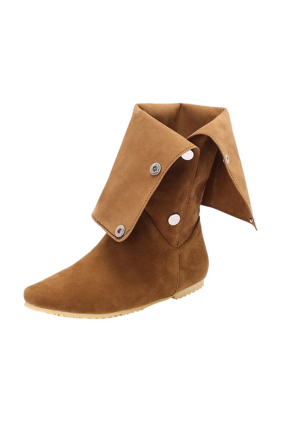 Women Suede Flat Mid Calf Boots Pointed Toe Low Heel Fashion Casual Fall Winter Tall Boot