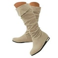thumbnail image 1 of YLYL Women's Suede Knee High Boots Round Toe Low Heel Fashion Casual Slip on Fall Winter Boots, 1 of 7