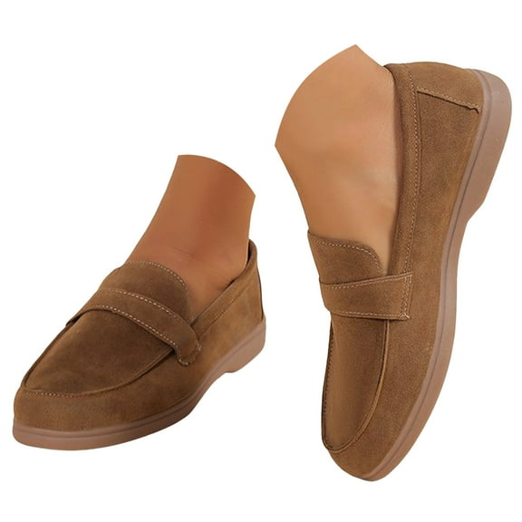 YLYL Women Suede Leather Penny Loafers Slip on Comfortable Casual Driving Moccasins Office Work Shoes