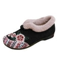 thumbnail image 1 of YLYL Women Suede Loafers Low Heel Floral Embroidery Wide Width Causal Dressy Slip on Winter Walking Shoes, 1 of 8