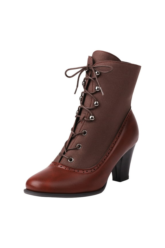 Boots for Women Ankle Comfortable Low Mid Heel Round Closed Toe Dressy Booties