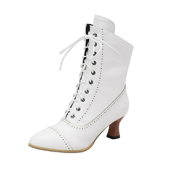 YLYL Women Vintage Victorian Boots Kitten Heel Granny Boots Lace up Ankle Boots