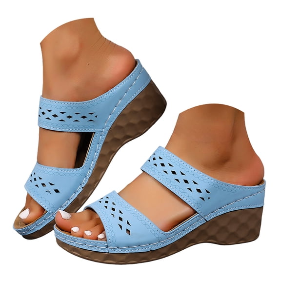 YLYL Women Wedge Platform Sandals Arch Support Open Toe Slip on Comfortable Dressy Summer Shoes