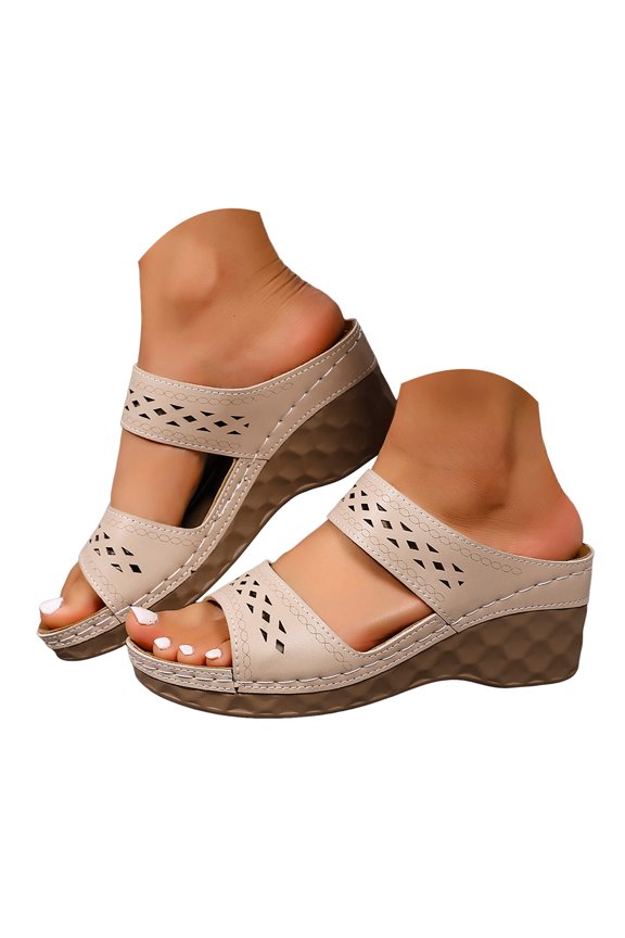 Women Wedge Platform Sandals Arch Support Open Toe Slip on Comfortable Dressy Summer Shoes
