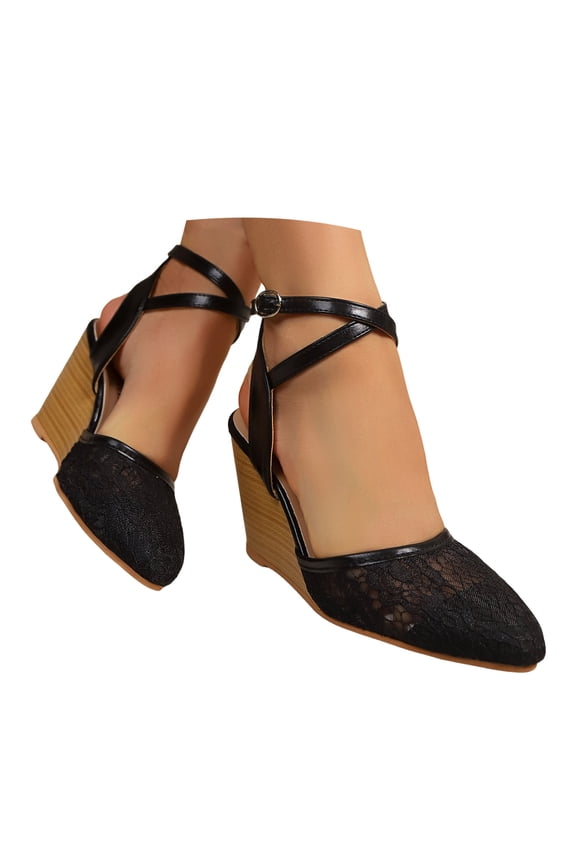 Women Wedge Platform Sandals Closed Toe Ankle Strap Cork Heel Fashion Casual Summer Dress Shoes