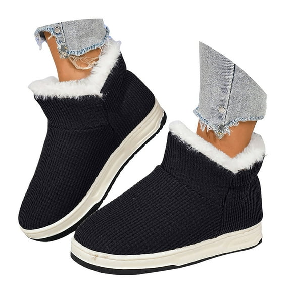 YLYL Snow Boots for Women Men Memory Foam Non-Slip Fur Lined Cozy Warm Fluffy Plush Winter Boots