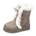 thumbnail image 1 of YLYL Women Winter Platform Snow Boots Lace up Fur Lined Cozy Warm Mid Calf Shoes, 1 of 8