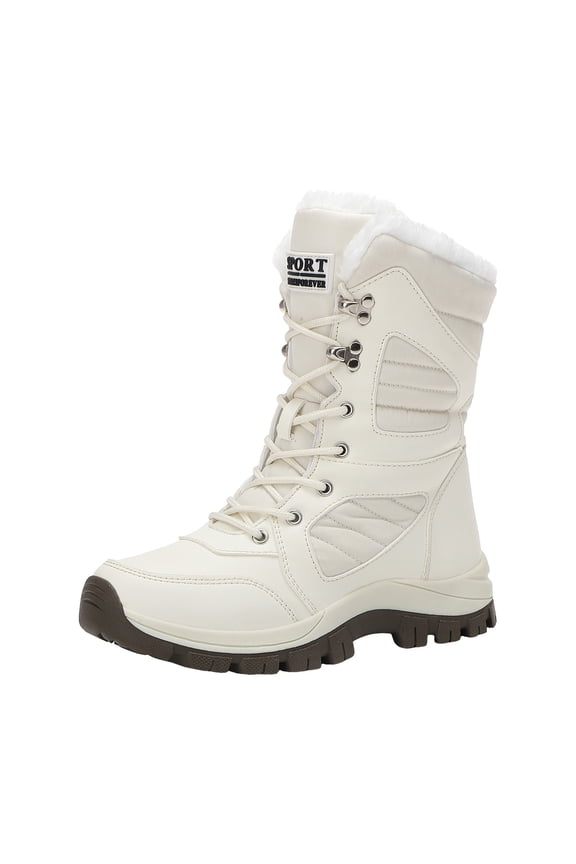 Women Winter Snow Boots Warm Fur Lined Waterproof Anti-Slip Outdoor Hiking Walking Mid Calf Boots