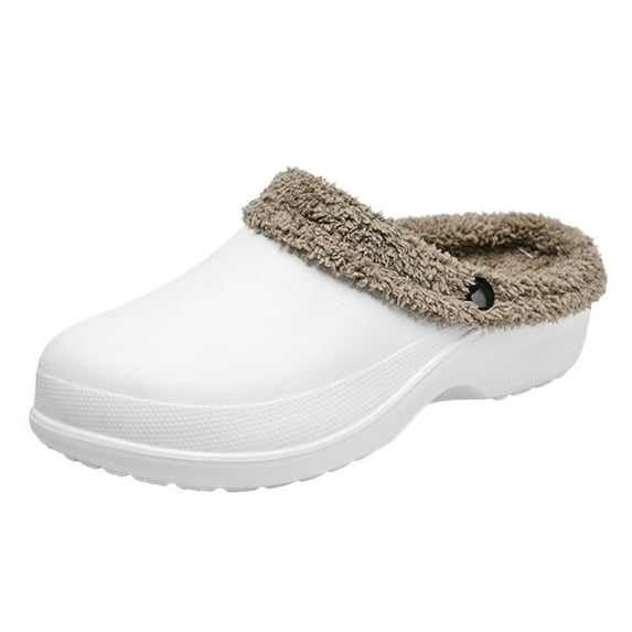 YLYL Slippers for Women Men Fur Lined Warm Fuzzy Waterproof Memory Foam Winter Indoor Outdoor Clogs