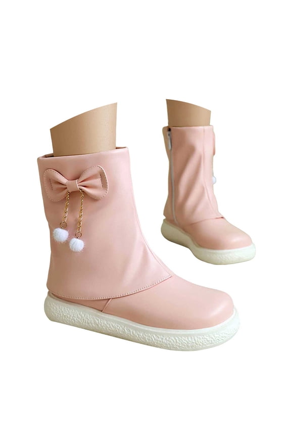 Women's Ankle Boots Bow Round Toe Wide Width Side Zipper Comfortable Dressy Fall Winter Shoes