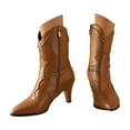 thumbnail image 1 of YLYL Women's Ankle Boots Low Kitten Heel Pointed Toe Booties Side Zipper Fall Shoes, 1 of 9