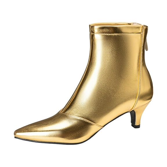 YLYL Women's Ankle Boots Pointed Toe Stiletto Kitten Low Heel Back Zipper Party Wedding Work Dress Booties