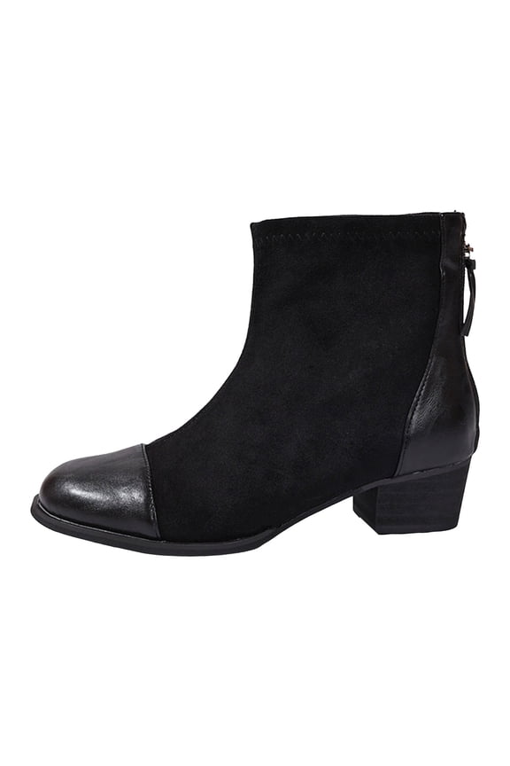 Women's Ankle Boots Round Toe Chunky Heel Back Zipper Fashion Casual Winter Fall Boots